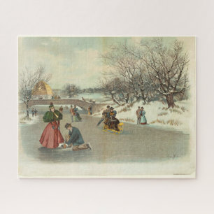 Winter's Enjoyment in Central Park Jigsaw Puzzle