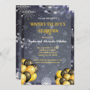 Winter's Eve Gold & Black Celebration Invitation