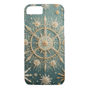 Winter's Golden Embrace: A Snowflake Serenade iPhone 8/7 Case