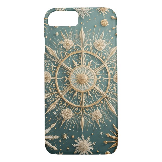 Winter's Golden Embrace: A Snowflake Serenade Case-Mate iPhone Case (Back)