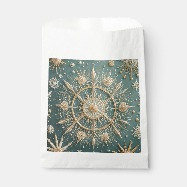 Winter's Golden Embrace: A Snowflake Serenade Favour Bags (Front)