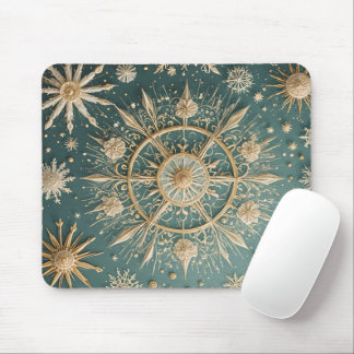 Winter's Golden Embrace: A Snowflake Serenade Mouse Mat
