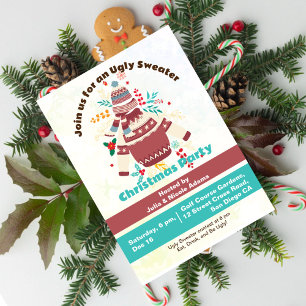 Winters Holiday Funny Ugly Sweater Christmas Party Invitation