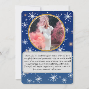 Winter's magic Twin Baby shower Thank you Card