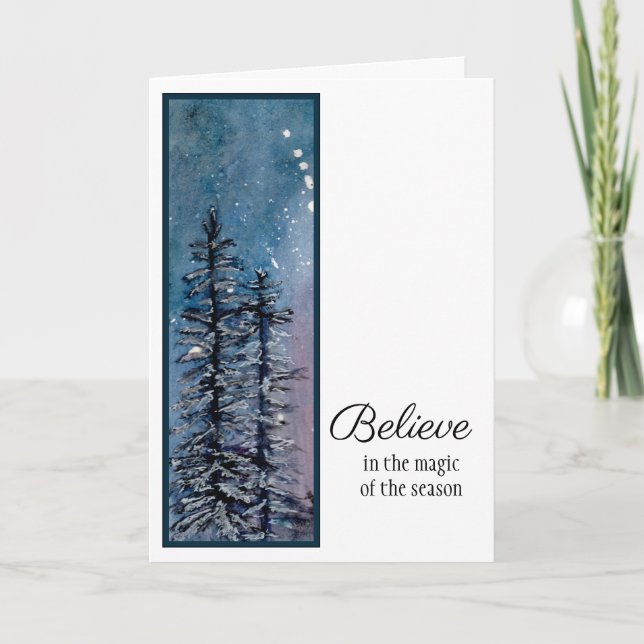 Winter's Night - Believe Holiday Card (Front)
