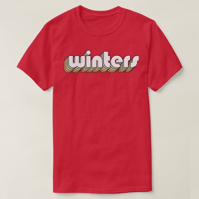 Winters Retro Rainbow Typography Faded Style T-Shirt (Design Front)