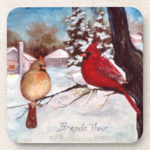 Winter's Serenity Cardinal Coasters
