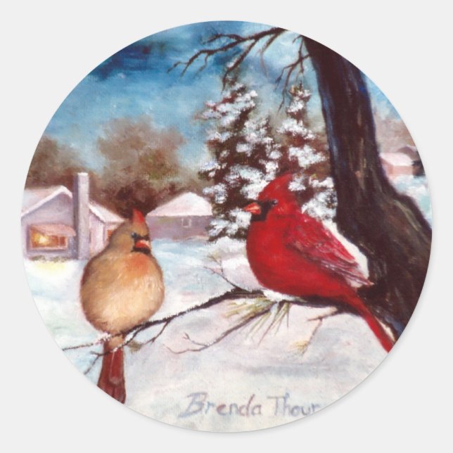 Winters Serenity Cardinal Sticker (Front)