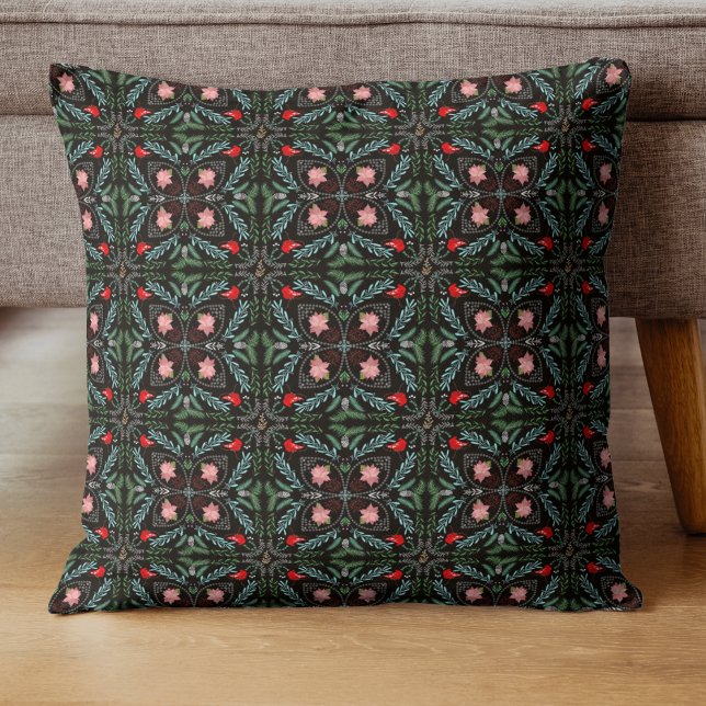 Winters Snowflakes, Poinsettias, Cardinals  Cushion (Creator Uploaded)
