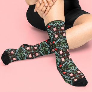 Winters Snowflakes, Poinsettias, Cardinals  Socks
