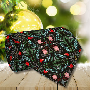 Winters Snowflakes, Poinsettias, Cardinals  Tie