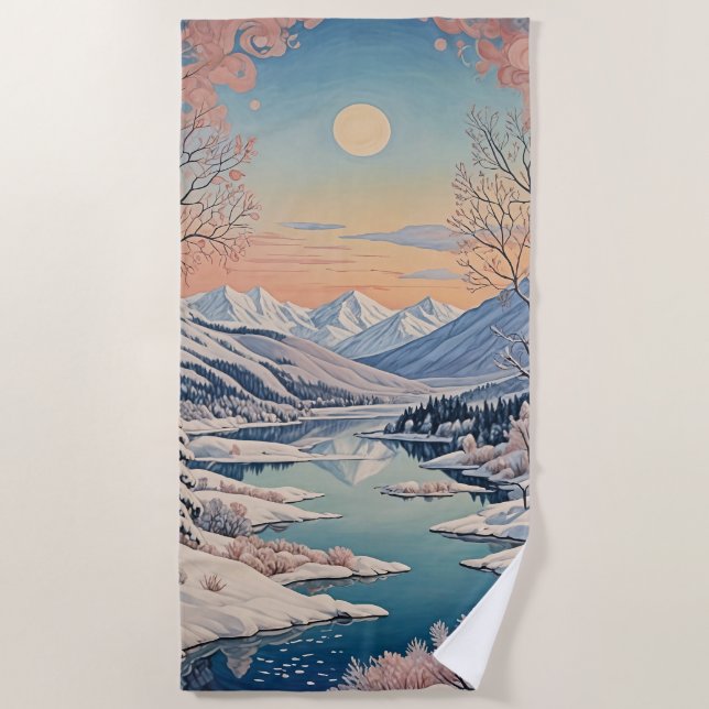 Winter's Tranquility Beach Towel (Front)