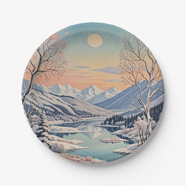 Winter's Tranquility Paper Plate (Front)