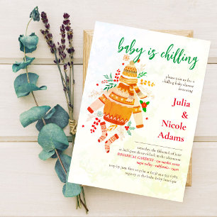 Winters Warm Clothes Cute Baby Shower Invitation