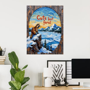 Winter's Watch: Raccoon by Frozen Waters Poster