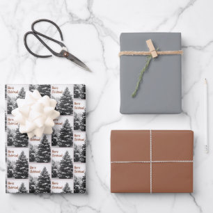 Winter's White on the Majestic Evergreen Wrapping Paper Sheet
