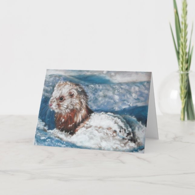 Winter's wonder Ferret Card (Front)