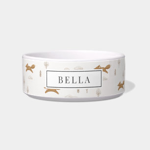 Winterscape Fox Pattern Name Pet Bowl
