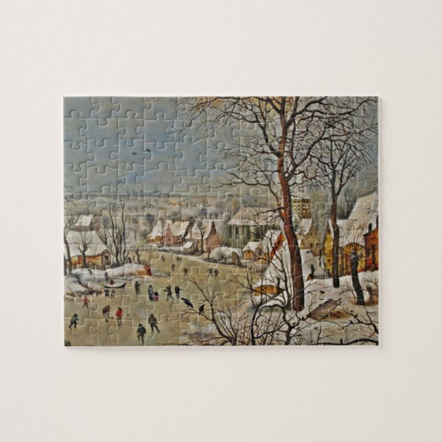 Winterscape  on a Pond with Birds Jigsaw Puzzle (Horizontal)