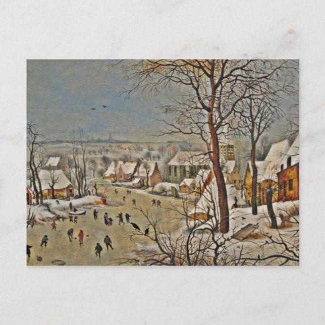 Winterscape  on a Pond with Birds Postcard (Front)