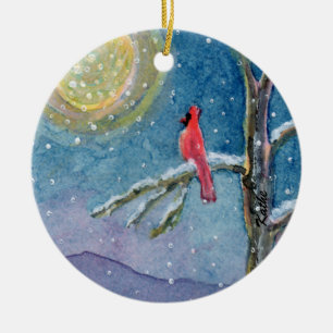 Winterscene Cardinals Ceramic Tree Decoration