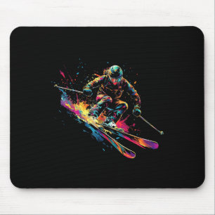 Wintersports Alpine Paint Splash Skier Snow Ski Bo Mouse Mat