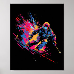 Wintersports Alpine Paint Splash Skier Snow Ski Bo Poster