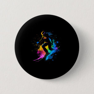 Wintersports Alpine Paint Splash Skier Snow Ski Gi 6 Cm Round Badge