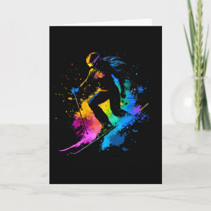 Wintersports Alpine Paint Splash Skier Snow Ski Gi Card