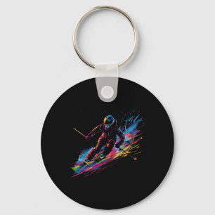 Wintersports Alpine Paint Splash Skier Snow Ski Gi Key Ring