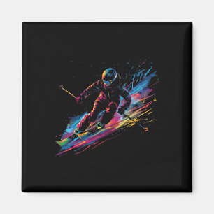 Wintersports Alpine Paint Splash Skier Snow Ski Gi Magnet