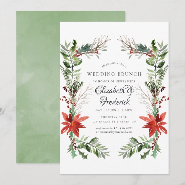 Wintertide Woodland Christmas Wedding Brunch Invitation (Front/Back)