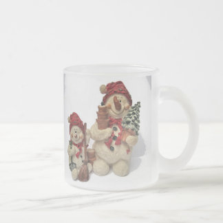 wintertime frosted glass coffee mug