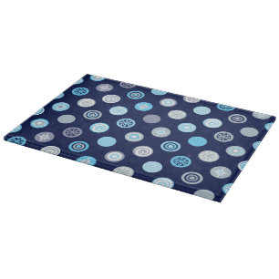 Wintertime Polka Dot Blue Cutting Board