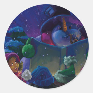 Wintertime Reading Classic Round Sticker