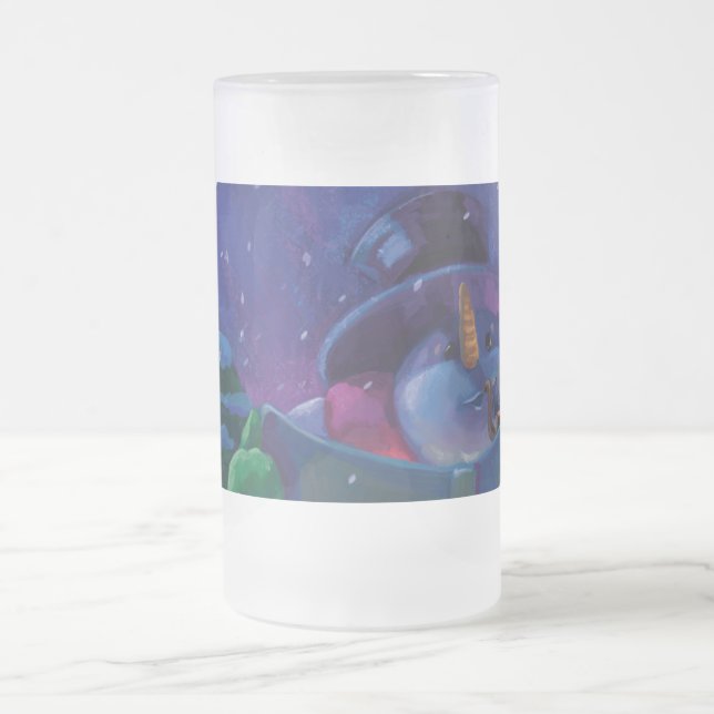 Wintertime Reading Frosted Glass Beer Mug (Center)