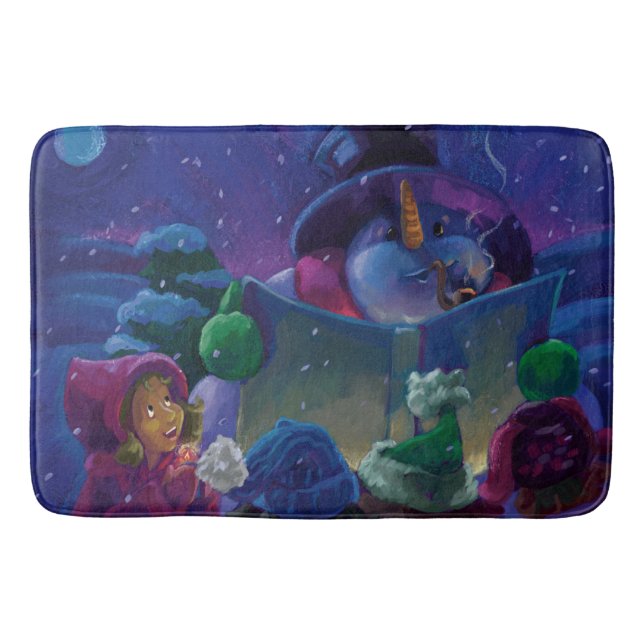 Wintertime Reading Painting Bath Mat (Front)