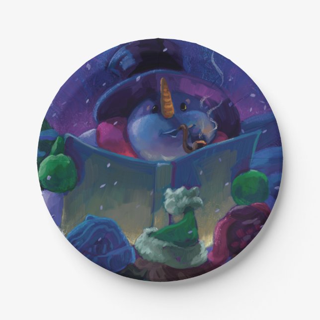 Wintertime Reading Painting Paper Plate (Front)