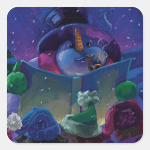 Wintertime Reading Square Sticker