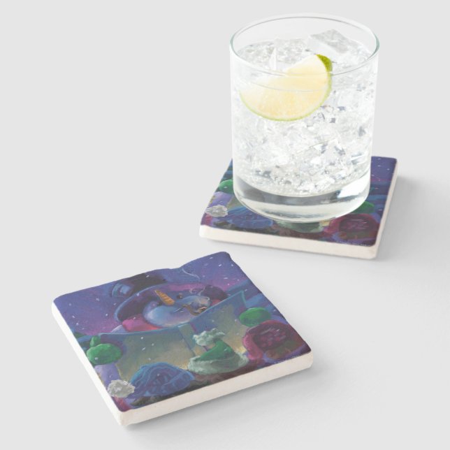 Wintertime Reading Stone Coaster (Side)
