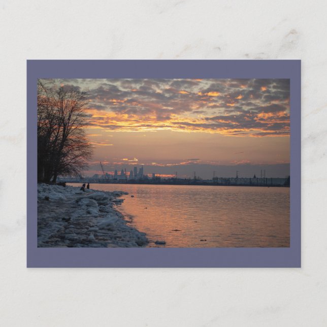 Wintertime River Sunset Postcard (Front)