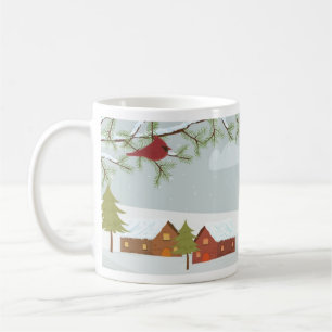 Wintertime Scene with Red Bird Mug