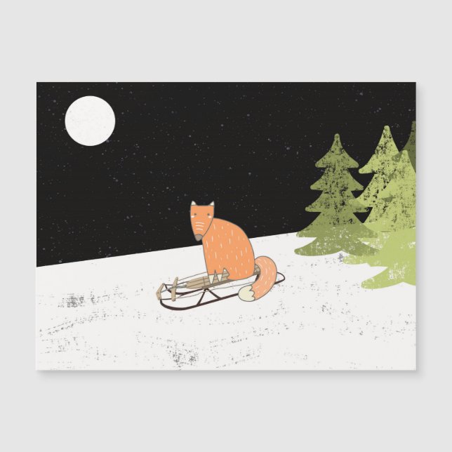 Wintertime- Sledding  Fox - Illustration (Front)