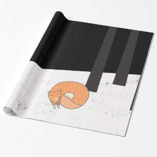 Wintertime- Sleeping Fox - Illustration Wrapping Paper