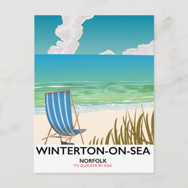 Winterton-on-Sea Norfolk Beach travel poster Postcard (Front)