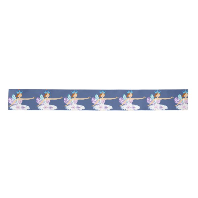 Wintery Blue Ballerina Satin Ribbon (Front)