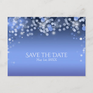 Wintery Blue Lights Winter Wedding Save the Date Announcement Postcard