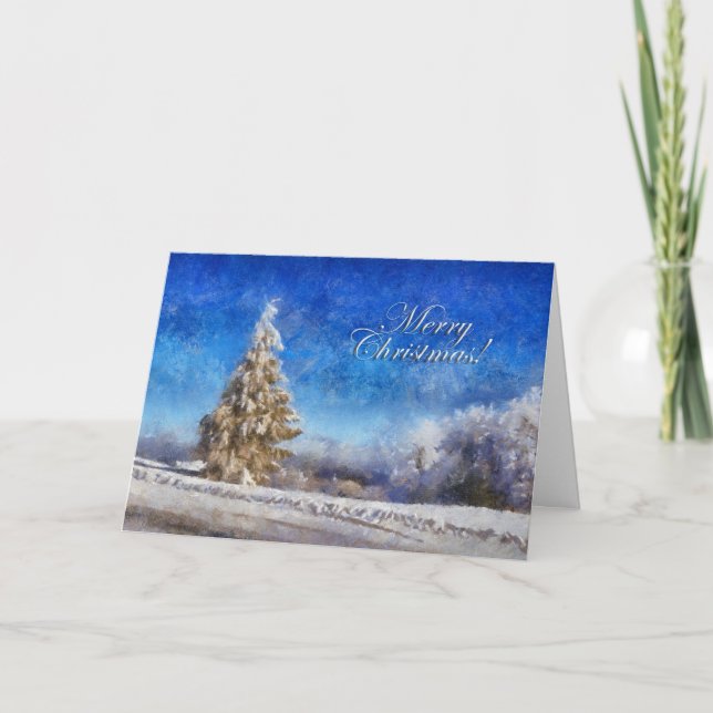 Wintery Christmas Tree Greeting Card (Front)