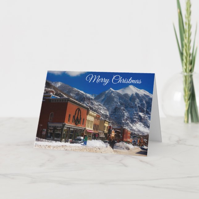 Wintery City Night Holiday Christmas  Card (Front)