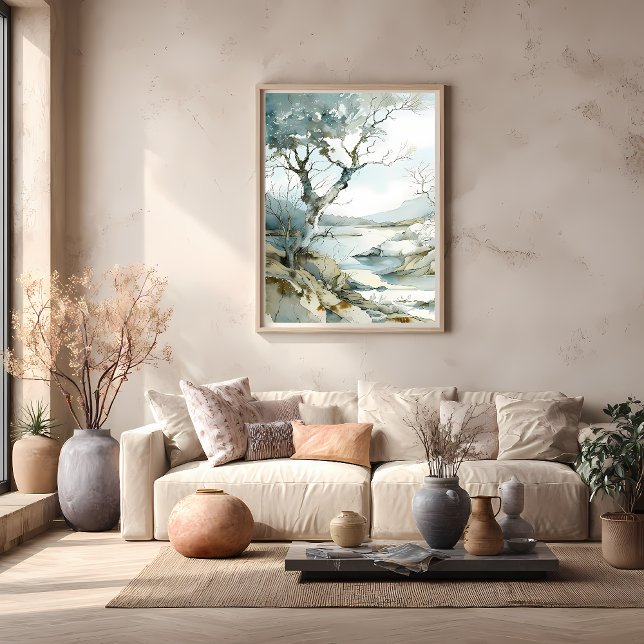 Wintery Cliffside Path with Bare Trees Poster (Creator Uploaded)